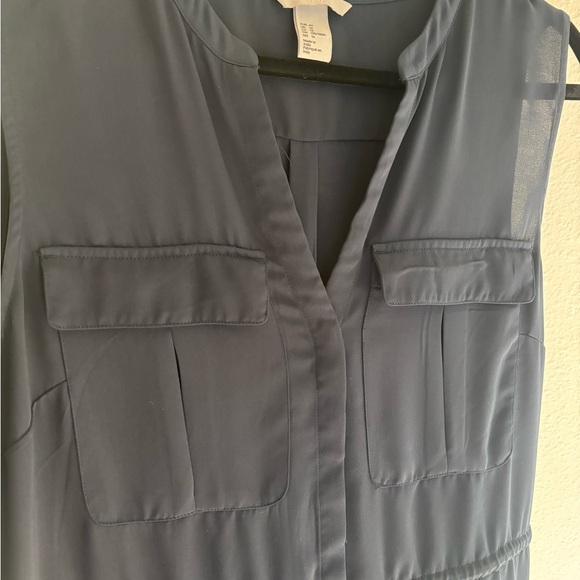 Navy Sleeveless Drawstring Dress - Picture 6 of 8